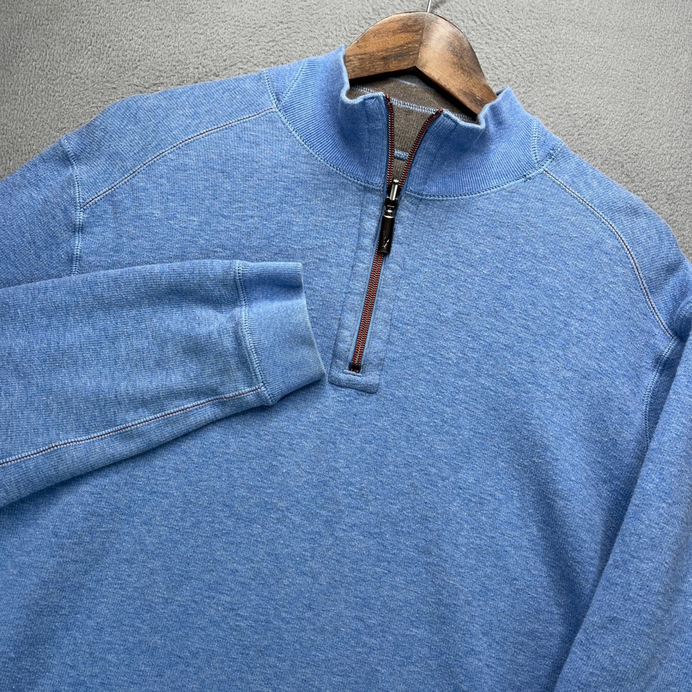 Tommy Bahama Flipside Abaco Men XL Blue Reversible Cotton Blend Pullover Sweater